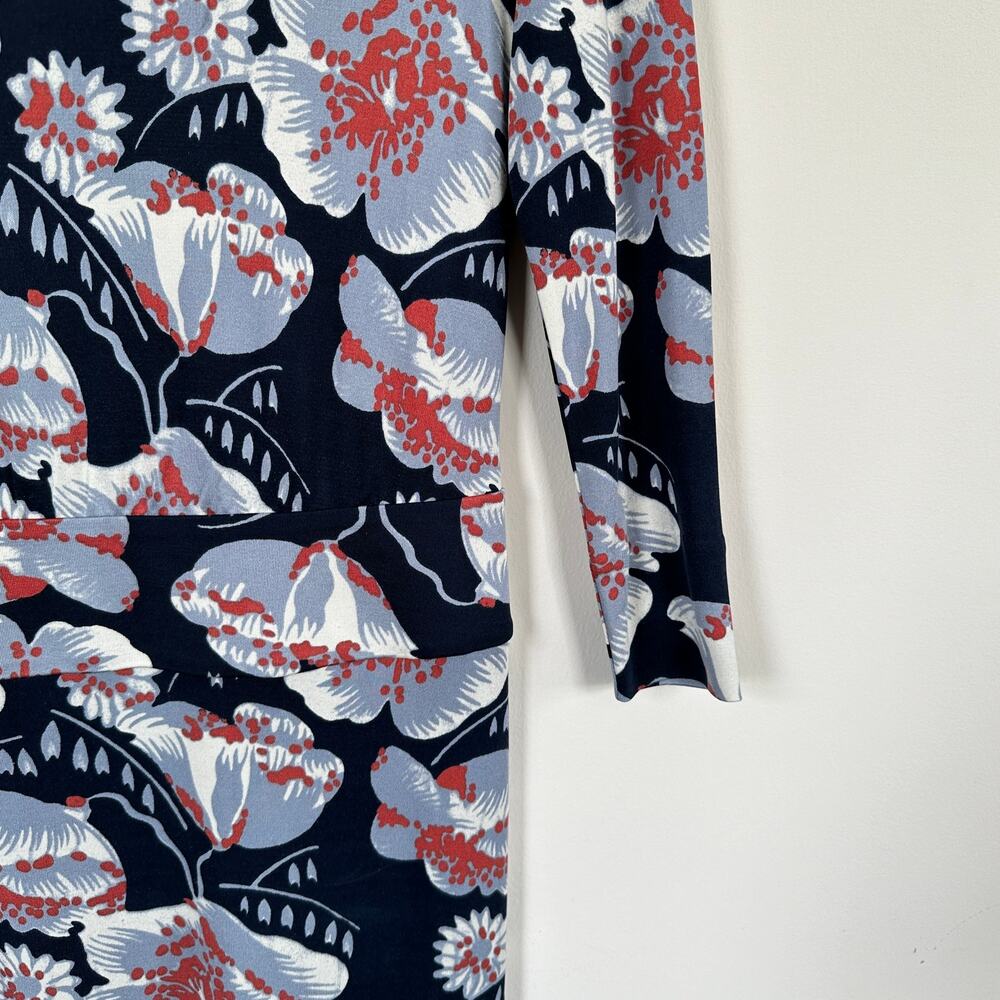 Tory Burch Silk Floral Knee Length Sheath Dress Women Size SMALL 3/4 Sleeves - Picture 4 of 10